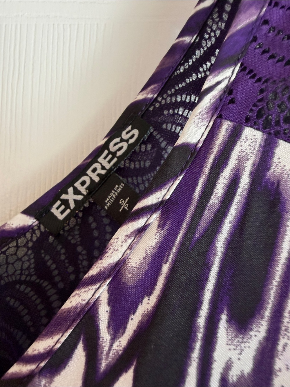 EXPRESS Purple Ikat-Print High Low Dress - Picture 3 of 5